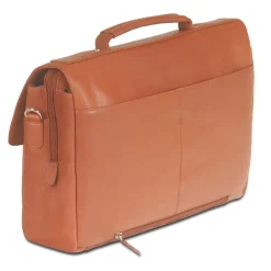 Mancini Leather Triple Compartment Flap Briefcase for 15
