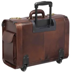 Mancini Leather Vanizia Deluxe Wheeled Catalog Case Brown