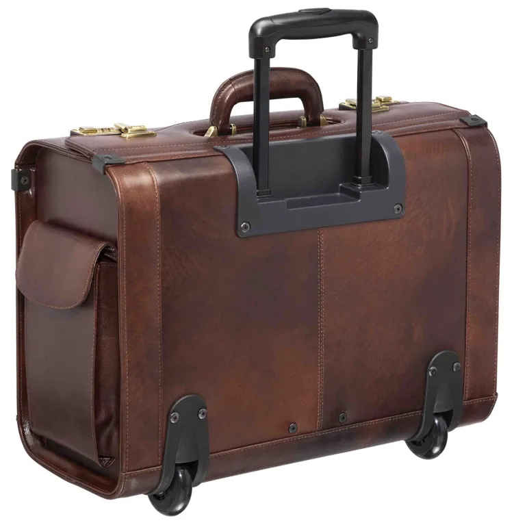 Mancini Leather Vanizia Deluxe Wheeled Catalog Case Brown