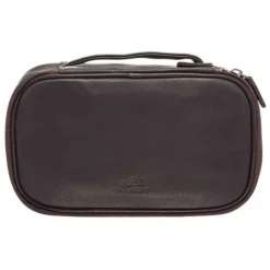Medium Zippered Toiletry Bag, 10" x 5.5" x 3", Brown