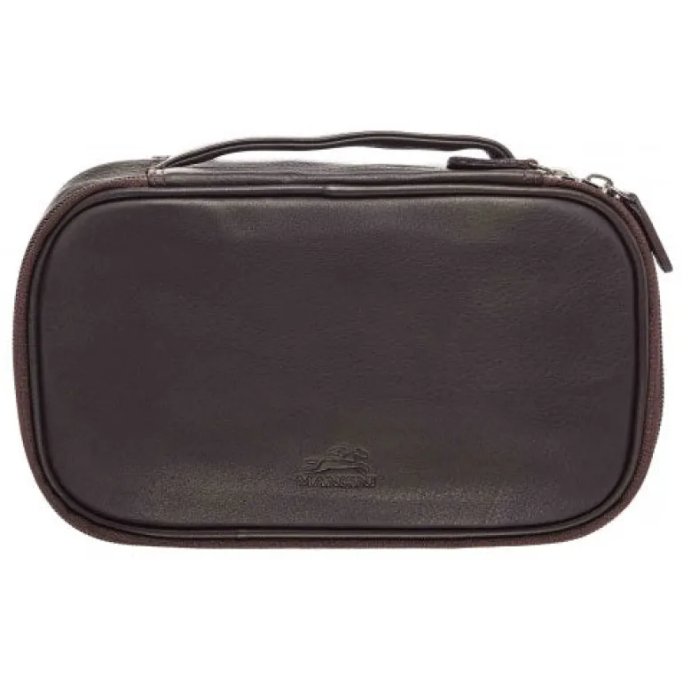 Medium Zippered Toiletry Bag, 10" x 5.5" x 3", Brown