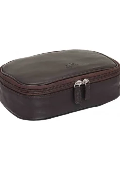 Medium Zippered Toiletry Bag, 10" x 5.5" x 3", Brown