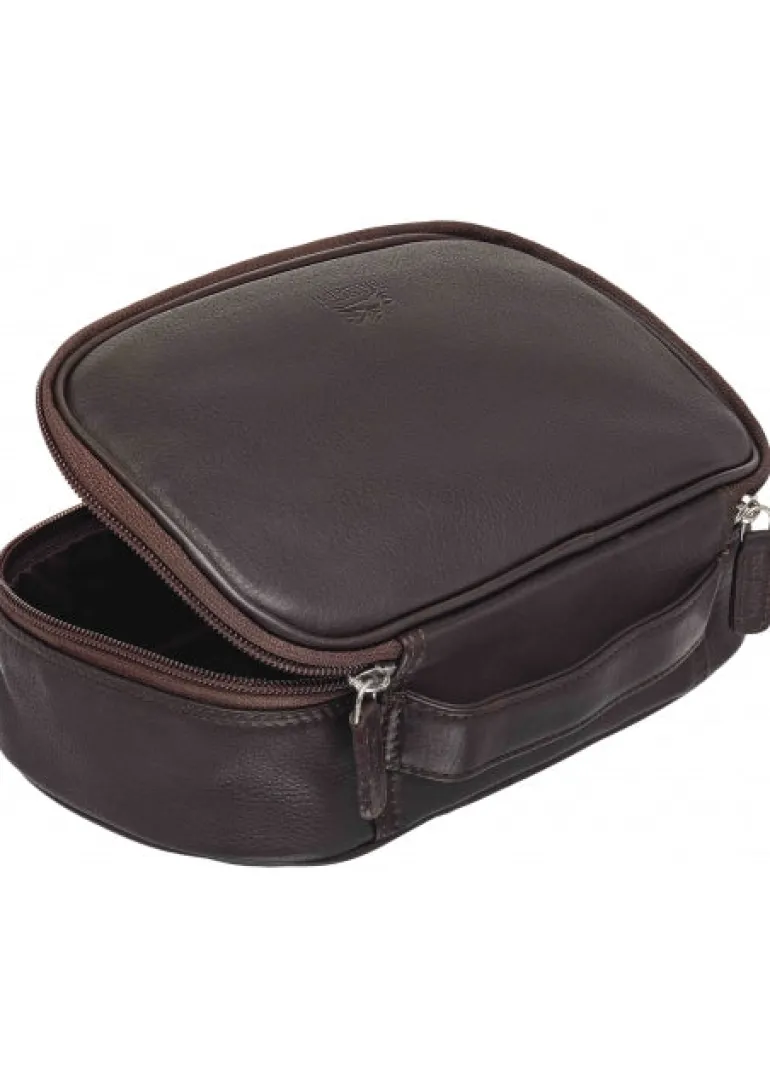 Medium Zippered Toiletry Bag, 10" x 5.5" x 3", Brown