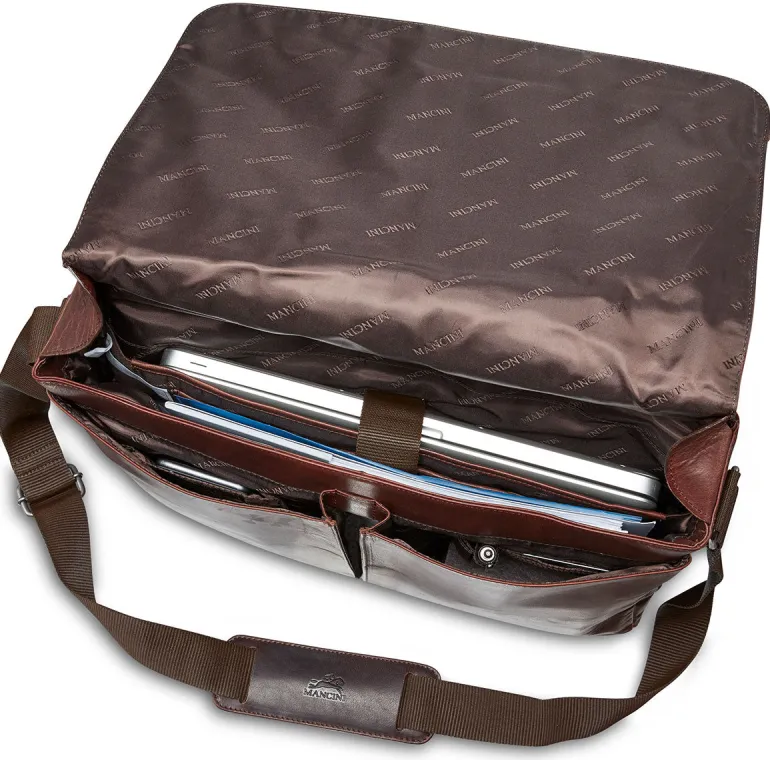 Messenger bag for 15'' Laptop / Tablet, 16.25" x 3.25" x 12", Brown
