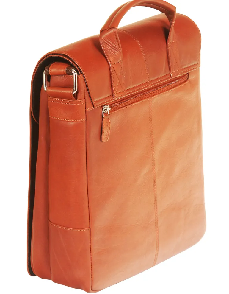 Messenger Style Tablet Bag, 10.5" x 4" x 12", Cognac