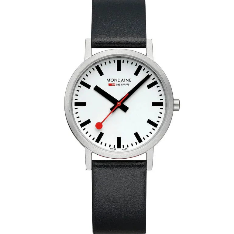 Mondaine CLASSIC BRUSHED CASE BLACK VEGAN GRAPE LEATHER A6603031416SBBV