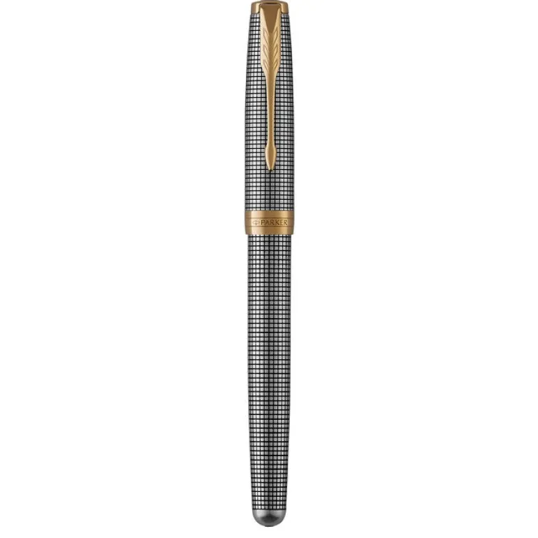 Parker Sonnet Prestige Cisele Silver GT Fountain Pen 18k nib | Altman Luggage