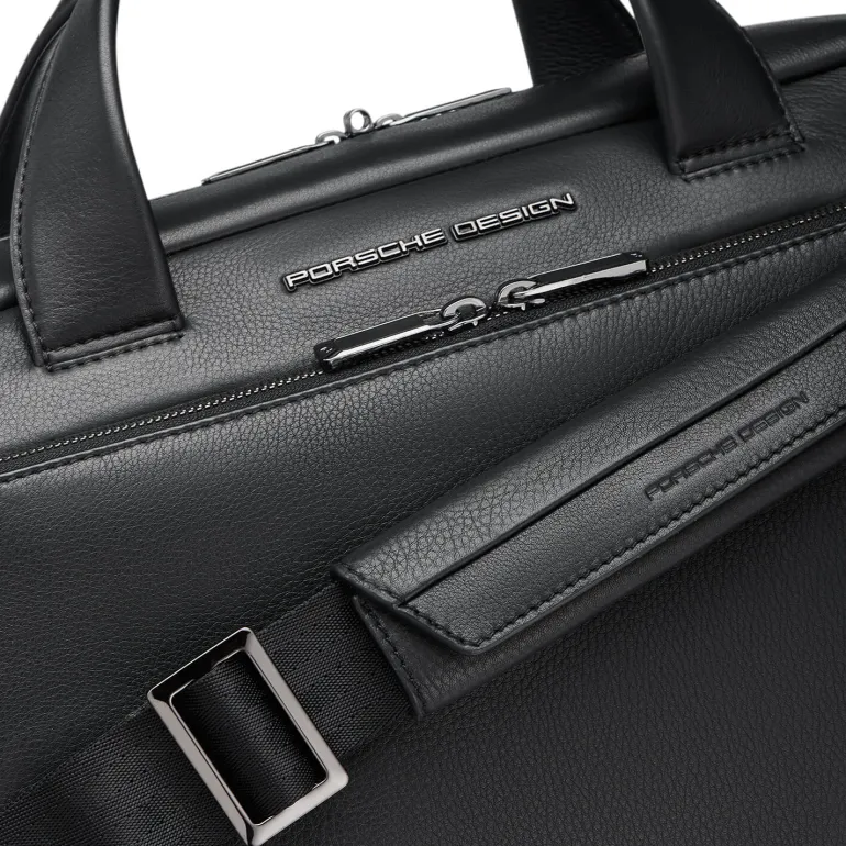 Porsche Design Roadster Leather Briefbag S Black | Altman Luggage