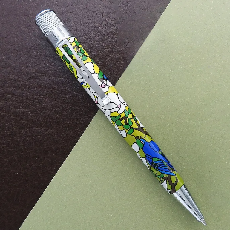 Retro 1951 Metropolitan Museum Tiffany LCT Favrile Parrots Rollerball Pen