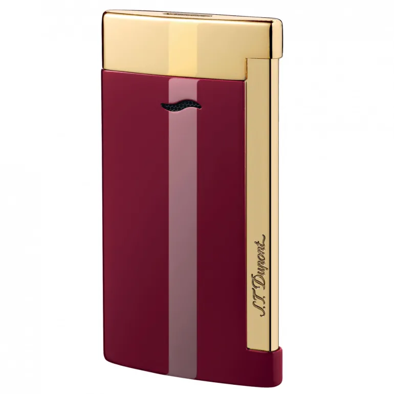 S. T. Dupont SLIM 7 Red with Golden Finish Lighter | Altman Luggage
