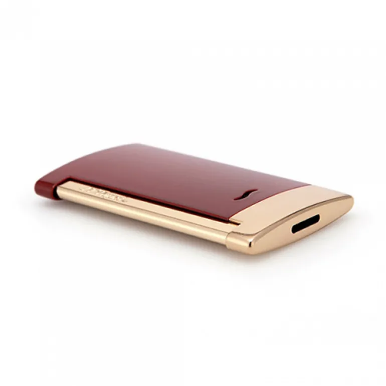 S. T. Dupont SLIM 7 Red with Golden Finish Lighter | Altman Luggage