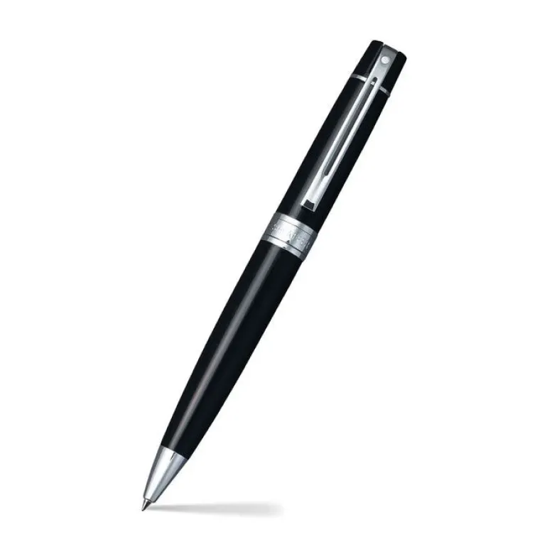 Sheaffer 300 9312 Glossy Black Ballpoint Pen With Chrome Trim