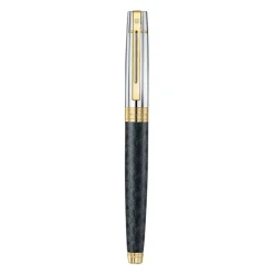 Sheaffer 300 ENGRAVED BLACK AND SHINY CHROME CAP GOLD TRIM Fountain Pen