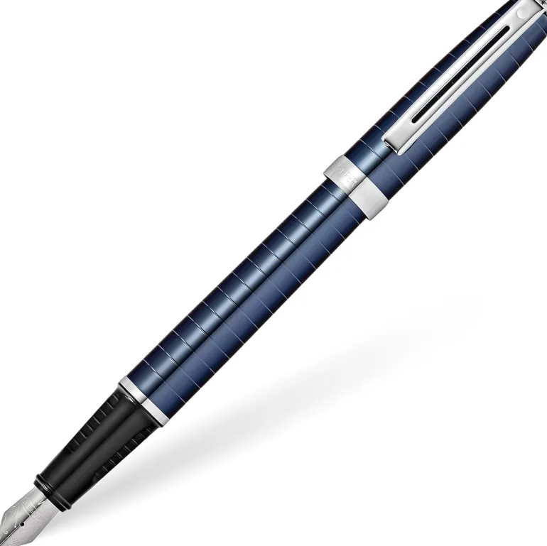 Sheaffer Prelude Deep Blue Horizontal Line Engraving Fountain Pen