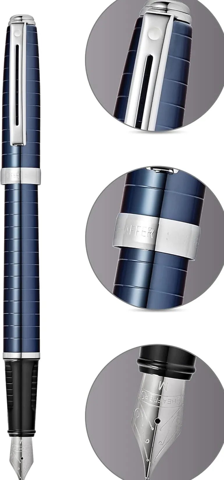 Sheaffer Prelude Deep Blue Horizontal Line Engraving Fountain Pen