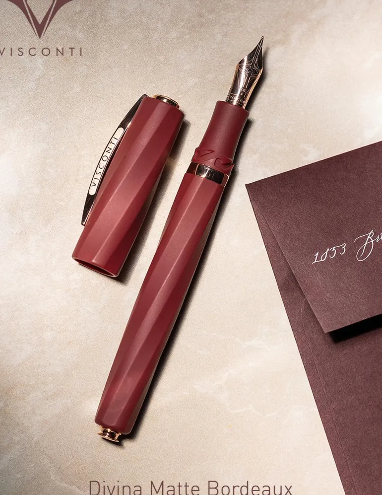 Visconti Divina Matte Bordeaux Fountain Pen | Altman Luggage