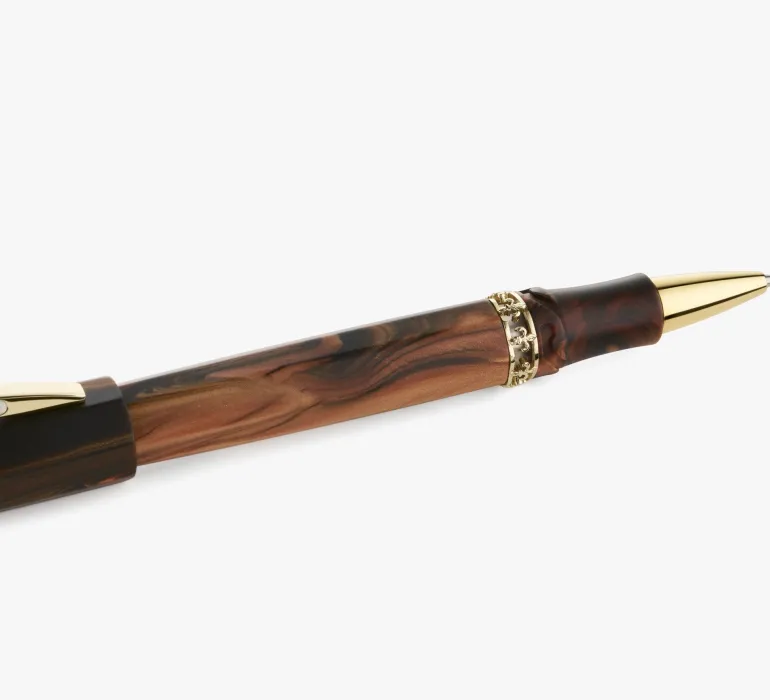 Visconti Medici Briarwood Yellow Gold Rollerball Pen | Altman Luggage