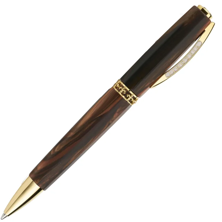 Visconti Medici Briarwood Yellow Gold Ballpoint Pen | Altman Luggage
