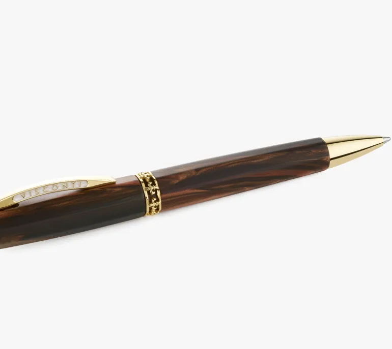 Visconti Medici Briarwood Yellow Gold Ballpoint Pen | Altman Luggage